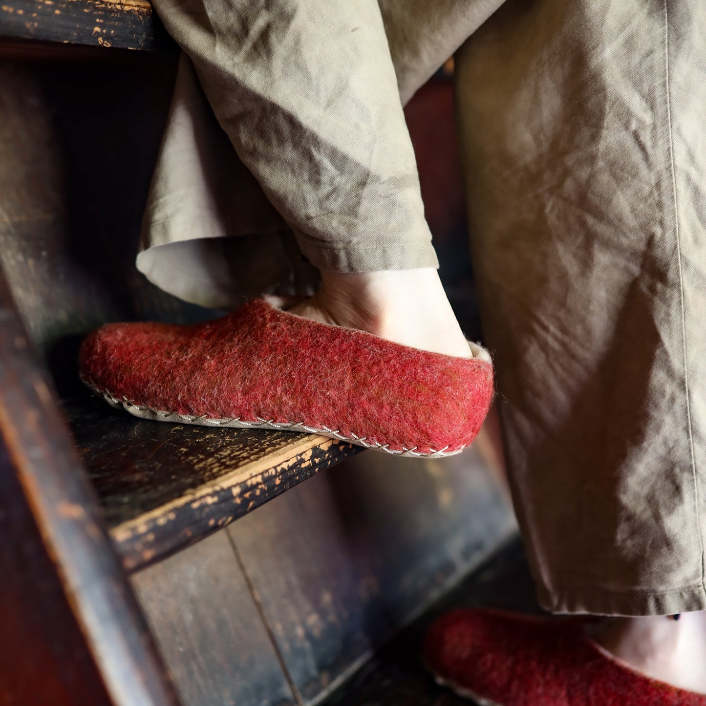 羊驼毛房间鞋 | 红色