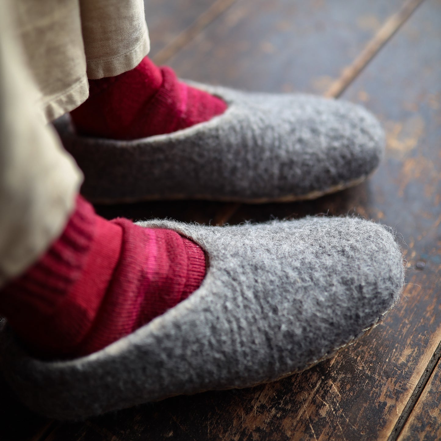 アルパカルームシューズ (グレー) | Pies de Alpaca(ピエス・デ・アルパカ)