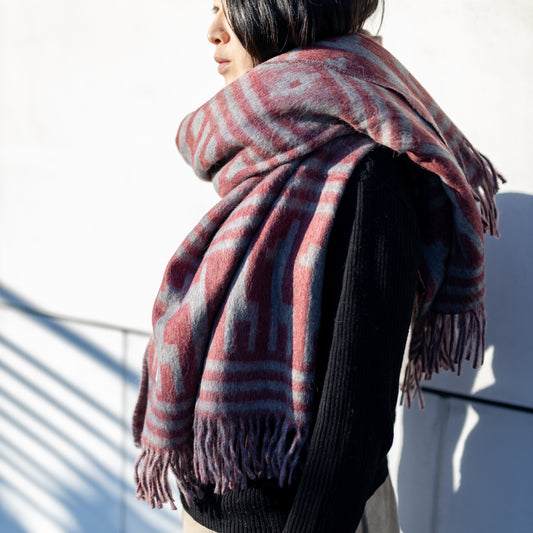 アルパカウール大判ストール|レッド