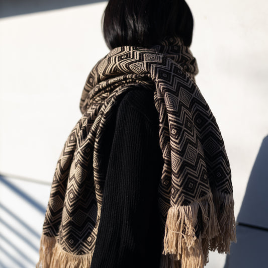 アルパカミックス大判ストール|ブラック