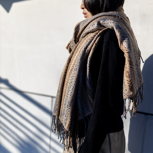 アルパカミックス大判ストール|ブラウン