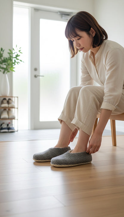 アルパカルームシューズ (グレー) | Pies de Alpaca(ピエス・デ・アルパカ)